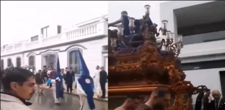 ¿Manifestación divina?, Cae rayo en medio de procesión de Semana Santa