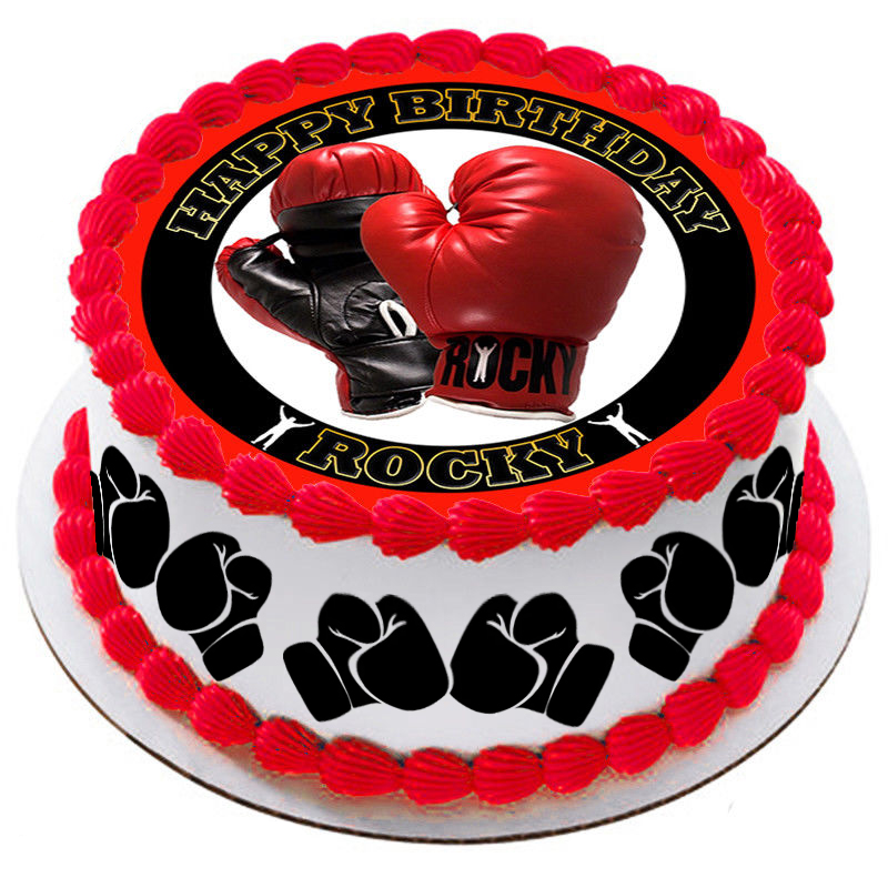 Boxing Gloves Edible Cake Image Icing Personalised Round Party My XXX
