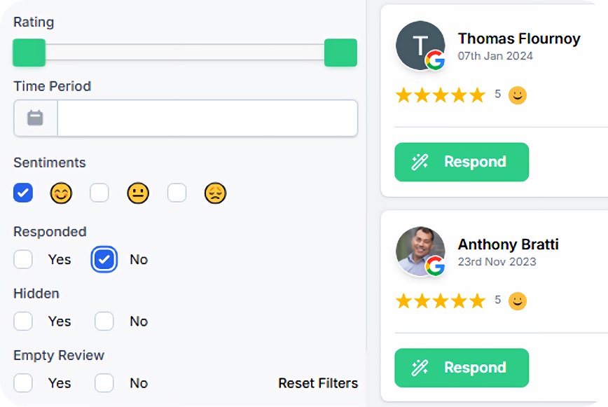 Sentiment analysis dashboard view