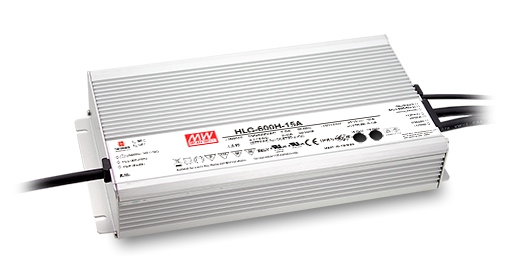 Driver LED MEAN WELL HLG-600H-24A 24V 600W IP67 Alta Potencia con Potenciómetro