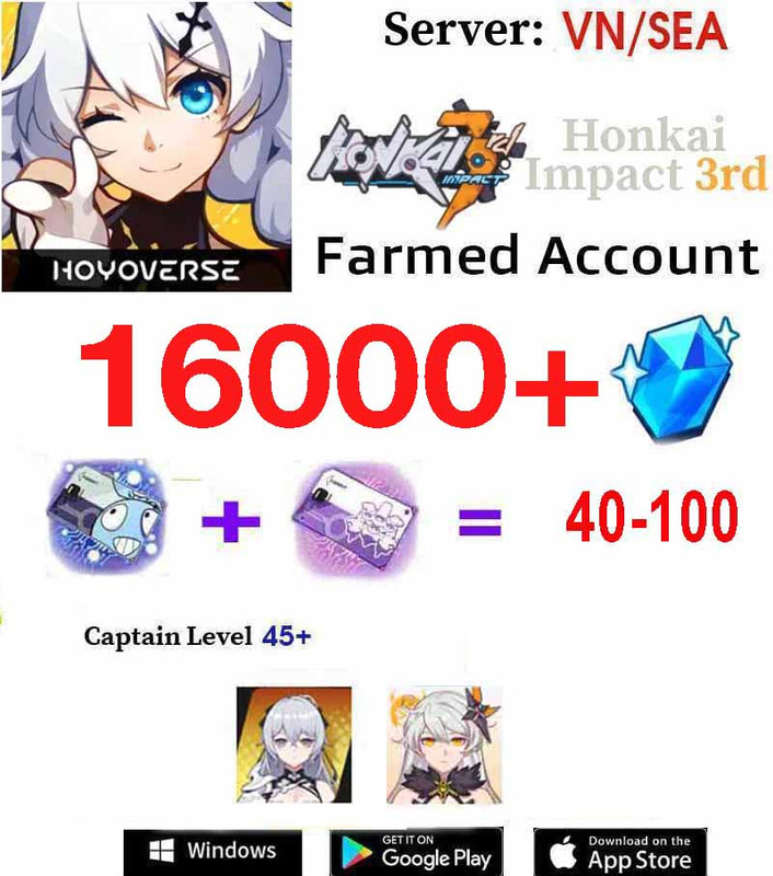 [VN/Sea] 20000+ Gems Honkai Impact 3 Reroll Sea 