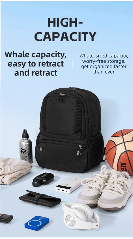 24L High-Capacity Orange Basketball Backpack with Shoe Compartment & Dedicated Ball Zone - Waterproof & Durable Oxford Training Bag