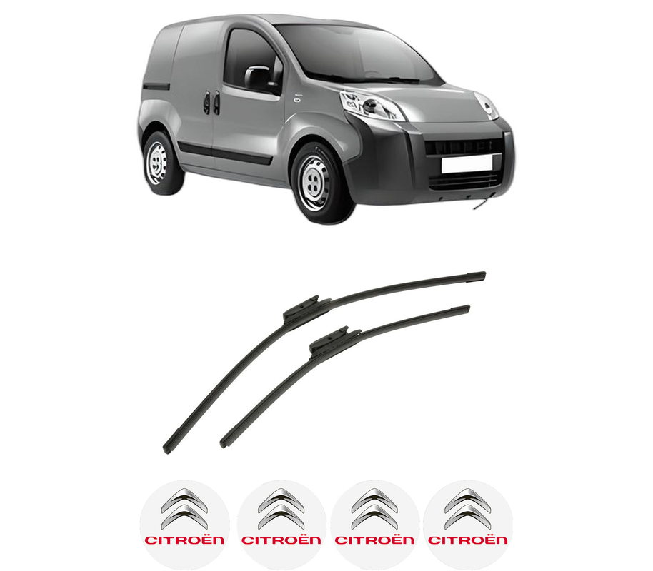 Set stergatoare auto CITROEN NEMO Box Body/MPV (AA_) din 2008-2010, pentru parbriz auto, 2 bucati, Bosch Aerotwin, din cauciuc siliconat rezistent, 4 Stickere Auto CITROEN
