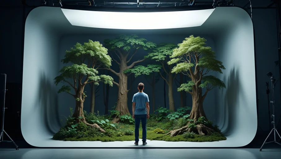 Фотосессия циклорама на фоне леса