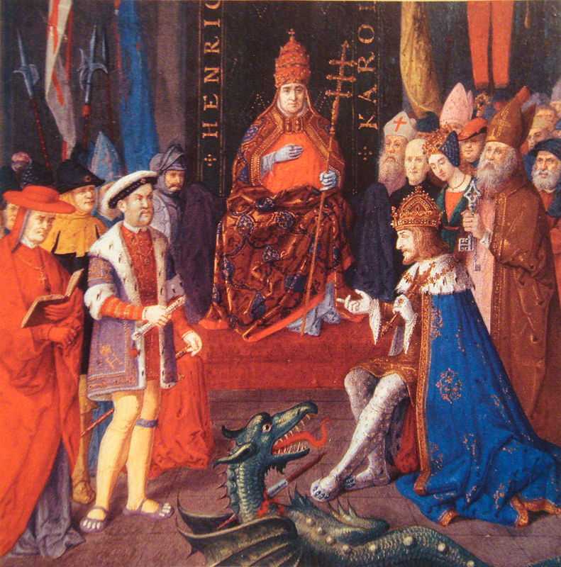 Henry Ⅷ and Charles Ⅴ(Right) With Pope Leo X(Middle)