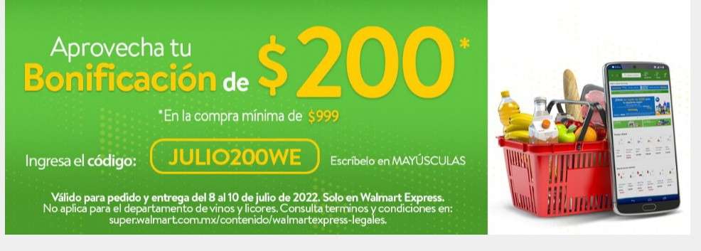 DESCUENTO DE $200 EN WALMART EXPRESS 
