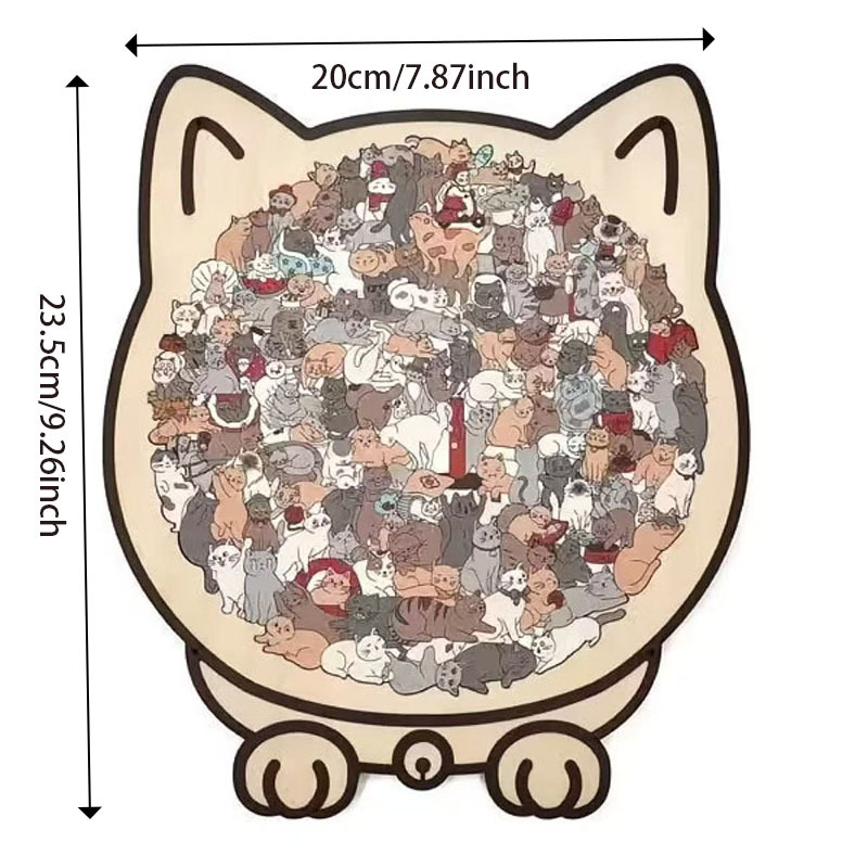 【Morandi Colors】Cat Collection Puzzle - Irregular Shaped Jigsaw with Adorable Kitten Pieces, Stacking Display Stand - Cute Home Decor & Brain Teaser for Ages 6+ - Unique Gift for Cat Lovers