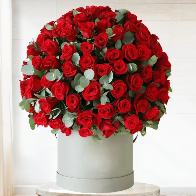 70 red Roses In White Box Arrangement  Image