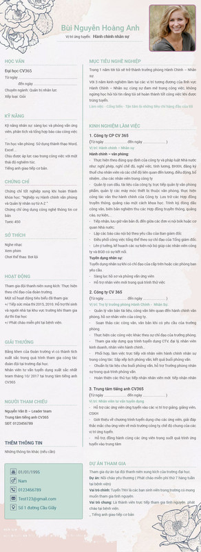 bản cv xin việc đầy đủ