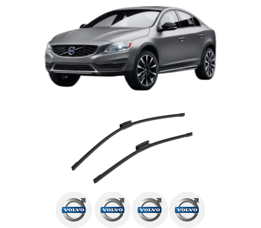 Set stergatoare auto VOLVO S60 II Cross Country (134) din 2015-2018, pentru parbriz auto, 2 bucati, Bosch Aerotwin Multi, din cauciuc siliconat rezistent, 4 Stickere Auto VOLVO