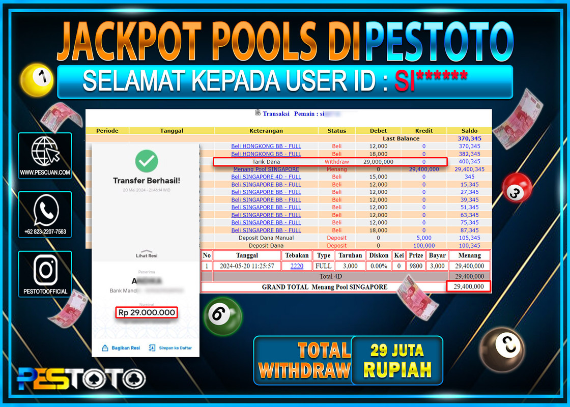 HANYA DI PESTOTO JP PASTI DI BAYAR LUNAS DAN CEPAT!!!!!! JP TOGEL { SINGAPORE  } Rp.29.000.000 !!!!!