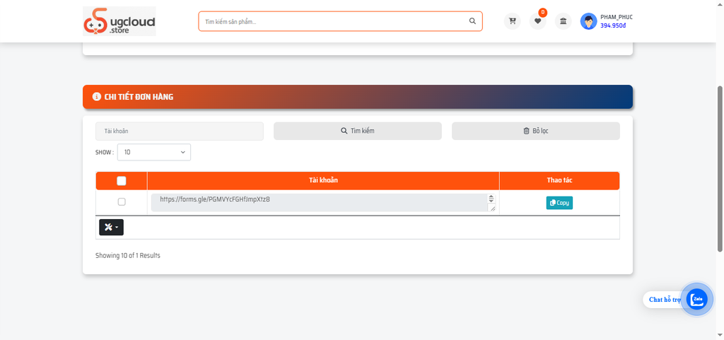 Lấy link form