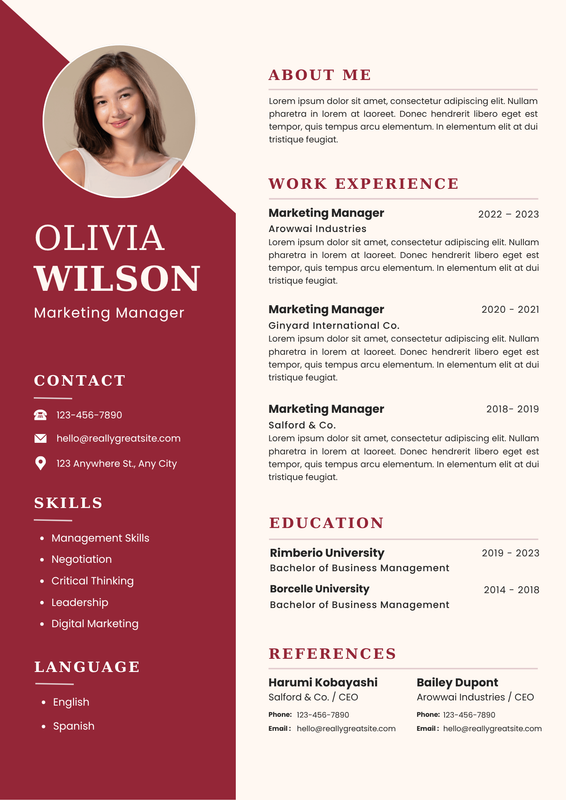 Pink-and-Maroon-Photo-Modern-Resume preview