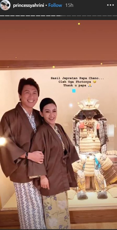 Syahrini dan Reino Barack kompak pakai Kimono saat liburan ke Jepang