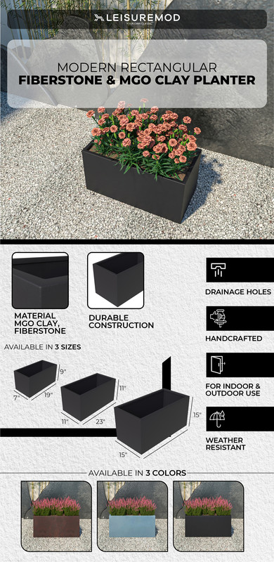 Leisuremod Bloom 19.7 in. Aged Concrete, Fiberstone and Clay