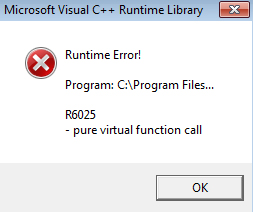 Runtime Error R6025 Pure Virtual Function Call Runtime Error R6025 Pure Virtual Function Call