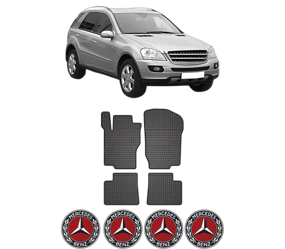 Set covorase presuri MERCEDES-BENZ M-CLASS (W164) din 2005-2011, auto, din cauciuc thermoplastic, 4 Stickere auto cu MERCEDES-BENZ