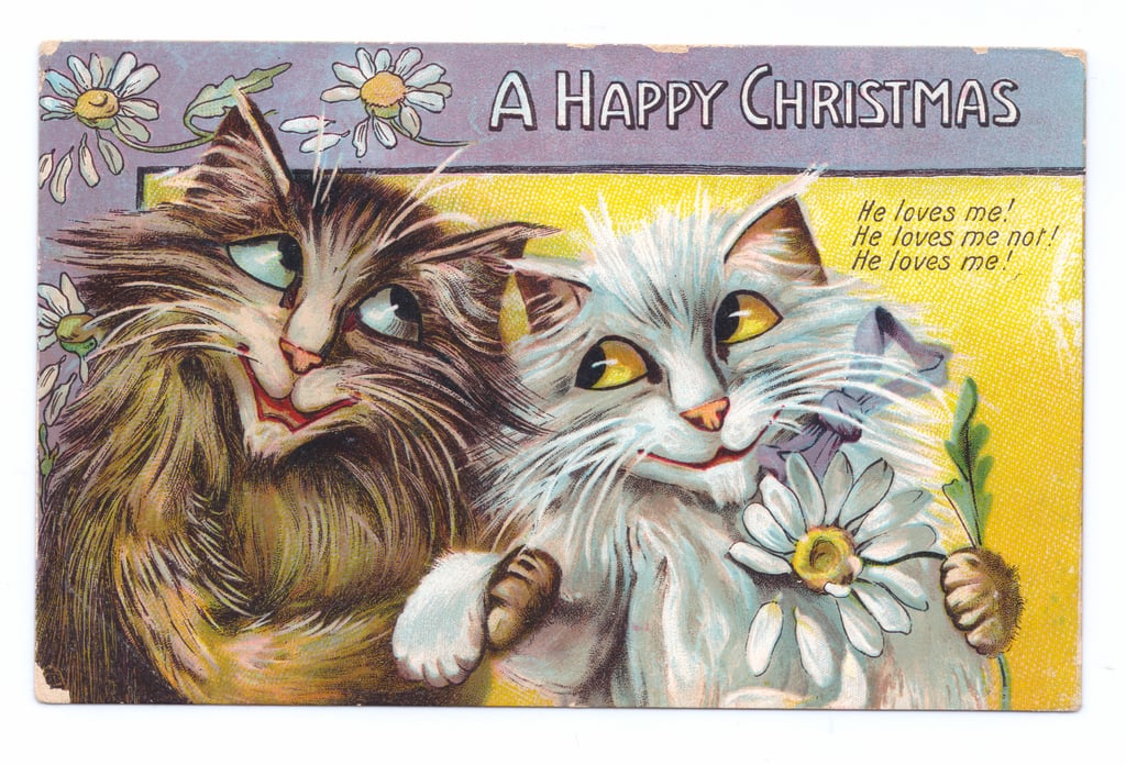 11-Louis-Wain-Edwardian-Christmas-postcard-of-two-affectionate-cats-c1910-Meister-Drucke-376347