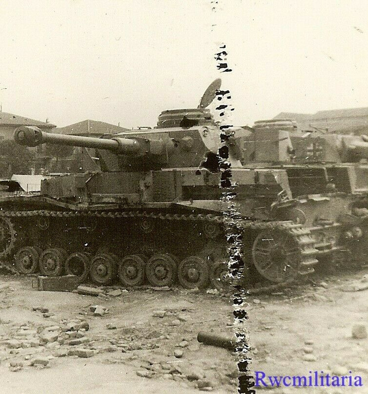 US View of KO'd German Pzkw.IV Panzer Tanks on Street!!! (1)