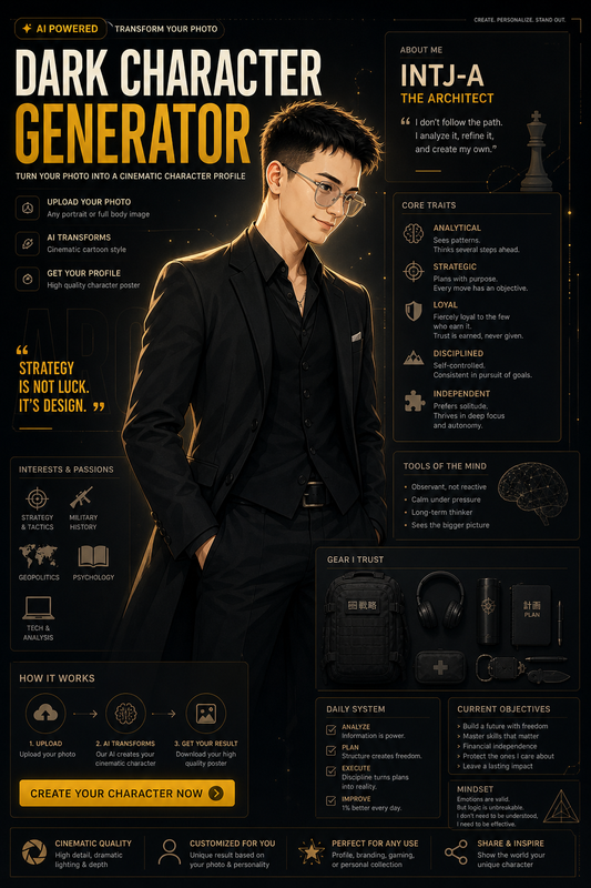 Dark Character Profile Generator (Cinematic Cartoon Style)