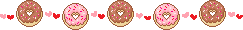 A floating gif in a row of Brown and Pink covered donuts with hearts between by whimisical heartette.