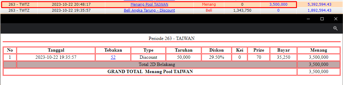 Bukti JP togel hari ini