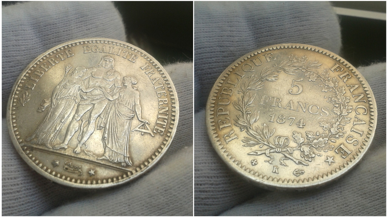 ¡¡Mas contento que un tonto con un lápiz!!...5 Francos 1874 K. Francia Polish-20200809-132137103