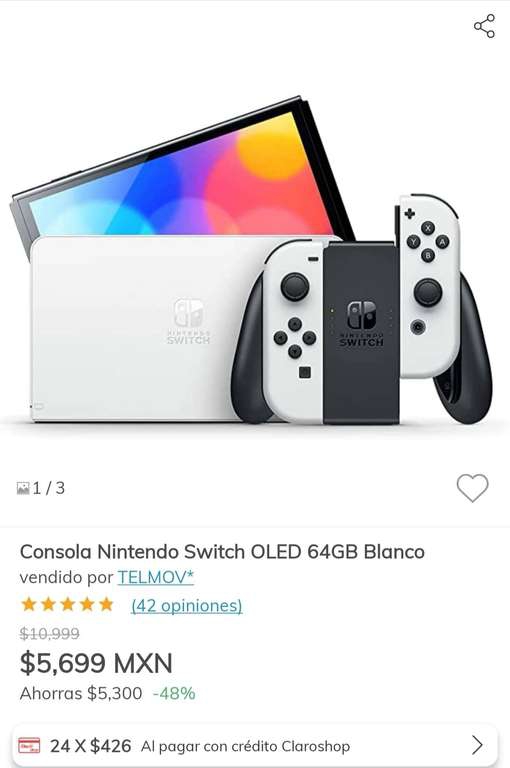 Claro Shop: Nintendo switch oled Oferta $5699 
