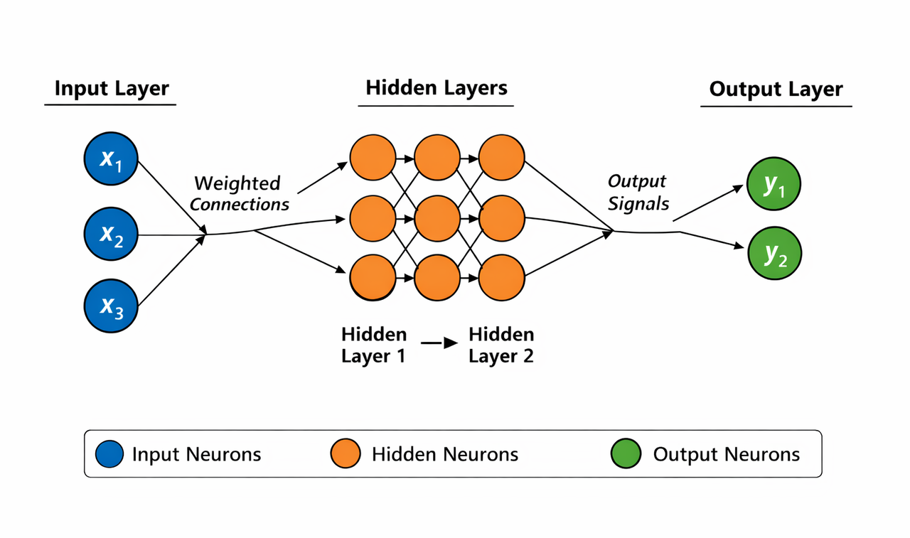 Simple feedforward neural network diagram