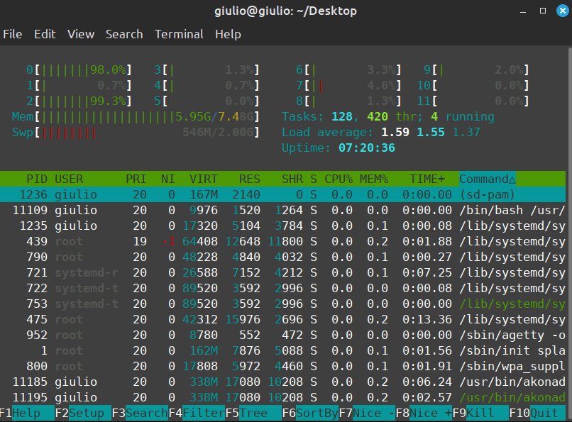 htop-ollama-mistral7b