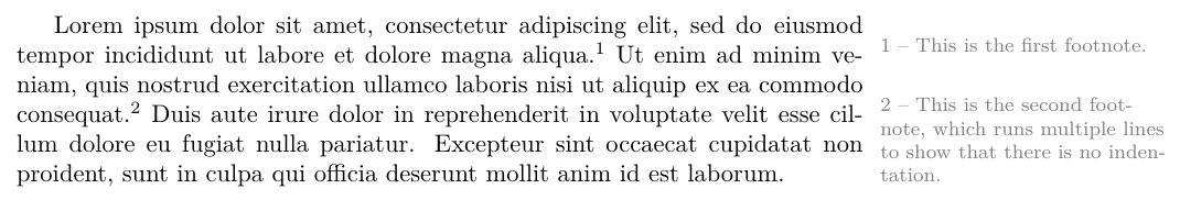 Margian Footnotes Example footnotes - Footnotemarker as part of the running footnotetext - TeX ...
