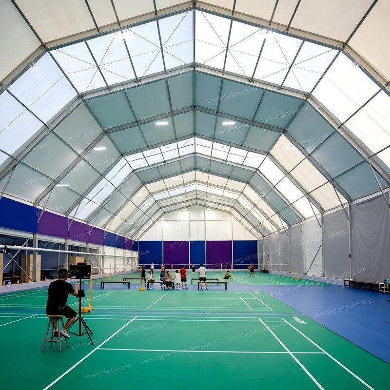 Multi-purpose sports tent with aluminum frame and PVC cover for various indoor sports activities