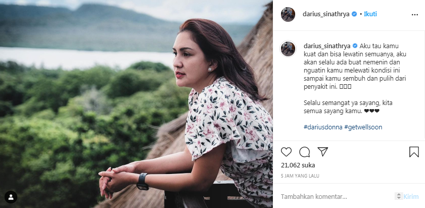 Darius Sinathrya beri dukungan untuk Donna Agnesia yang tengah positif Covid-19