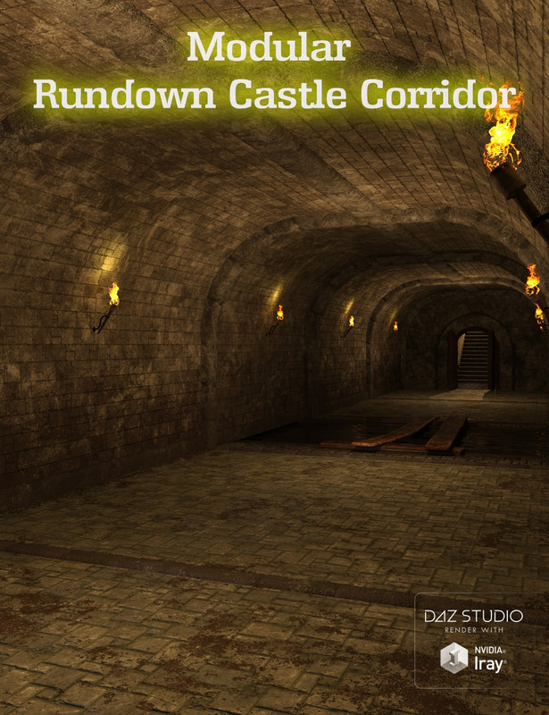 00 main modular rundown castle corridor daz3d