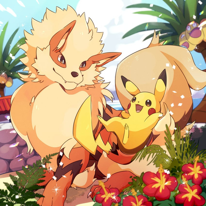 pikachu-arcanine-and-alolan-exeggutor-po