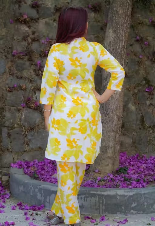 women cotton embroidery printed kurta pant set (cord set) Color 1 (KS115)