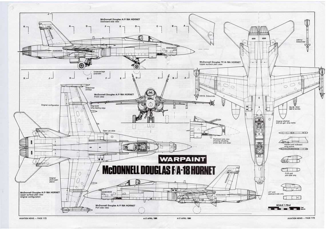 F_A-18A  3-View Drawings 1
