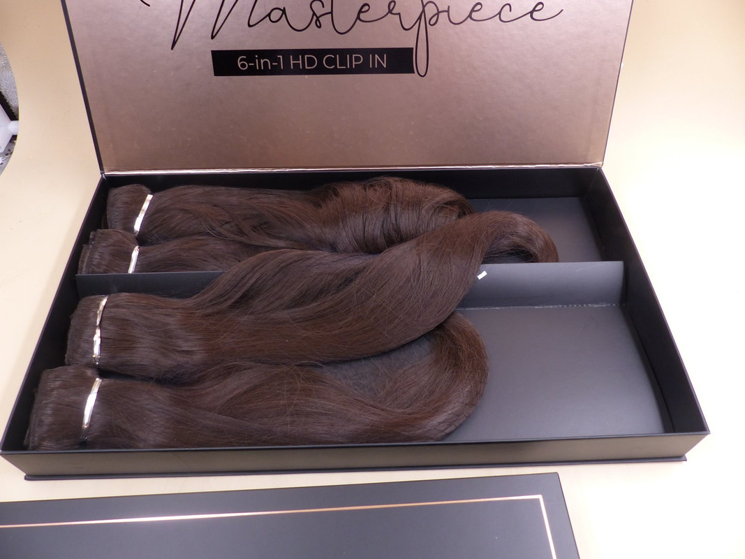 EASILOCKS MASTERPIECE 6 IN 1 CLIP HD FIBRE HAIR EXTENSIONS 16" 22" MOCHA BROWN