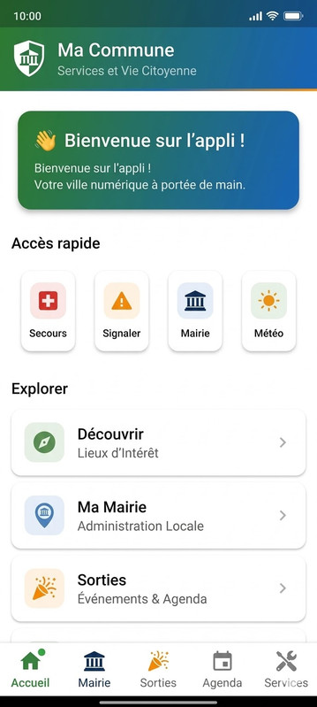 Application communale — Maquette mobile