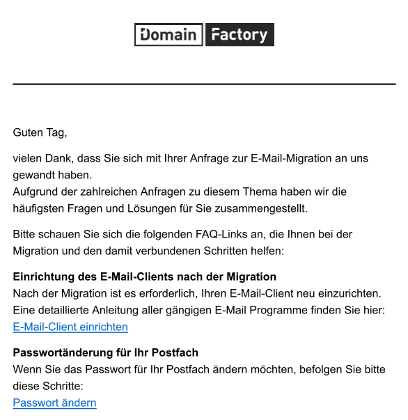 Domain Factory Standard-Antwort