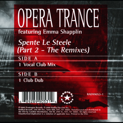 Opera Trance featuring Emma Shapplin - Spente Le Steele (Part 2 - The Remixes) (2020) [FLAC]