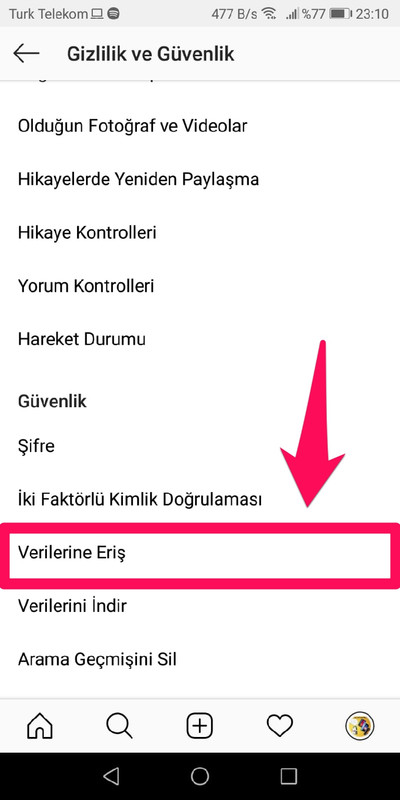 instagram verilerine eriş