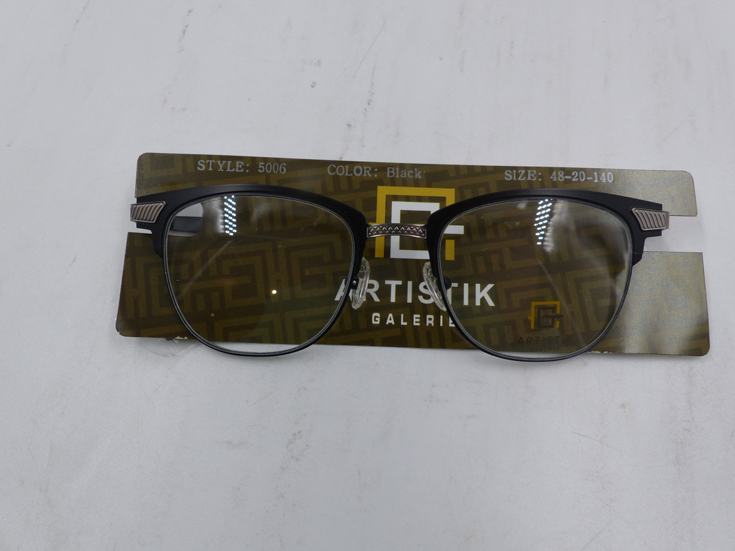 ARTISTIK 5006 UNISEX BLACK EYE GLASSES SIZE 48-20-140 WITH PARTIAL FRAME LOOK