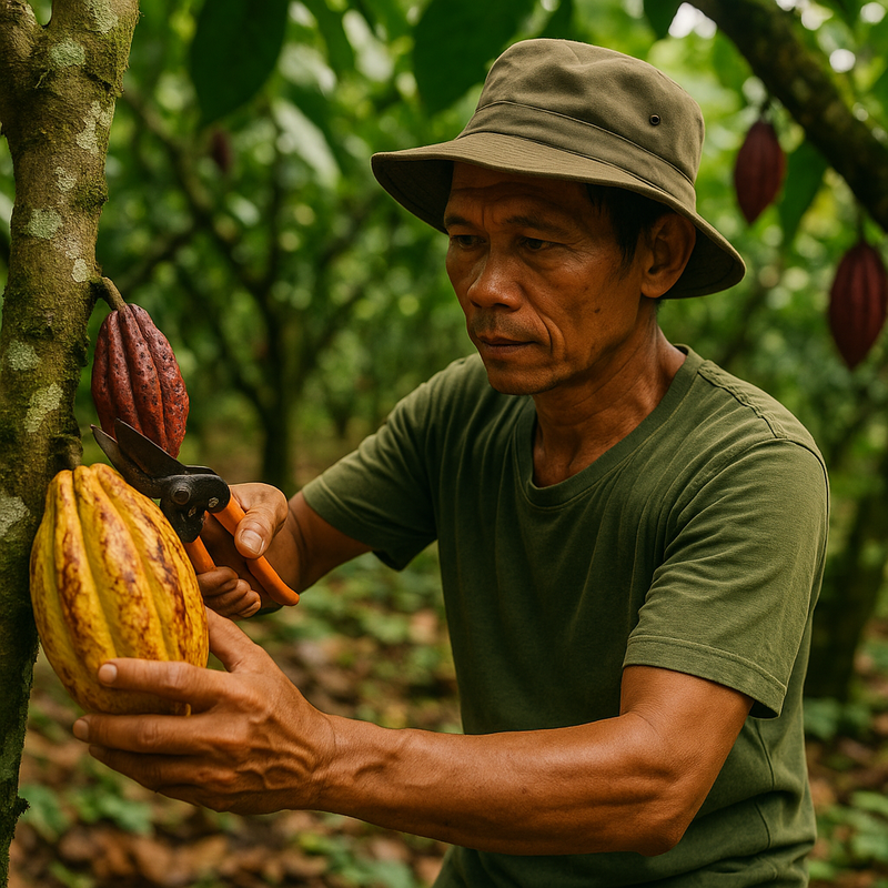 Petani memanen kakao di Sulawesi Tengah
