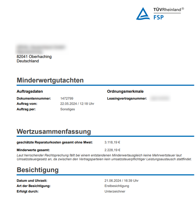 Minderwertgutachten TÜV Rheinland