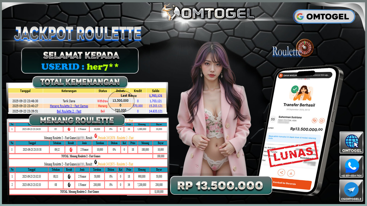 OMTOGEL JACKPOT LIVE GAMES ROULLETE 2 - FAST 13 JUTA DI BAYAR LUNAS ,-