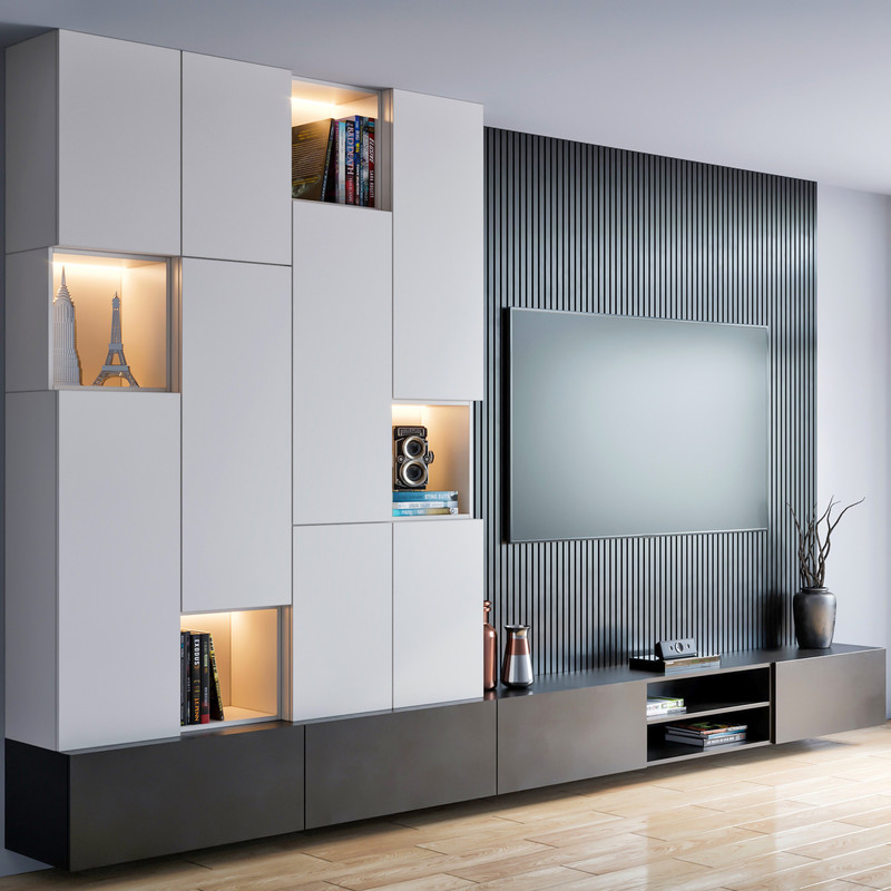 Modern Wall-Mounted TV Unit With 4 Drawers