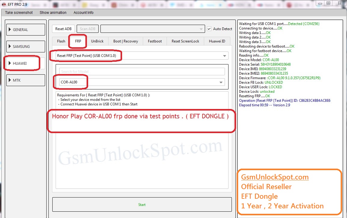 CUN AL00 HONOR PLAY FRP DONE VIA TEST POINTS