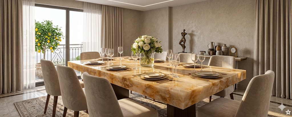 Onyx dining table protection