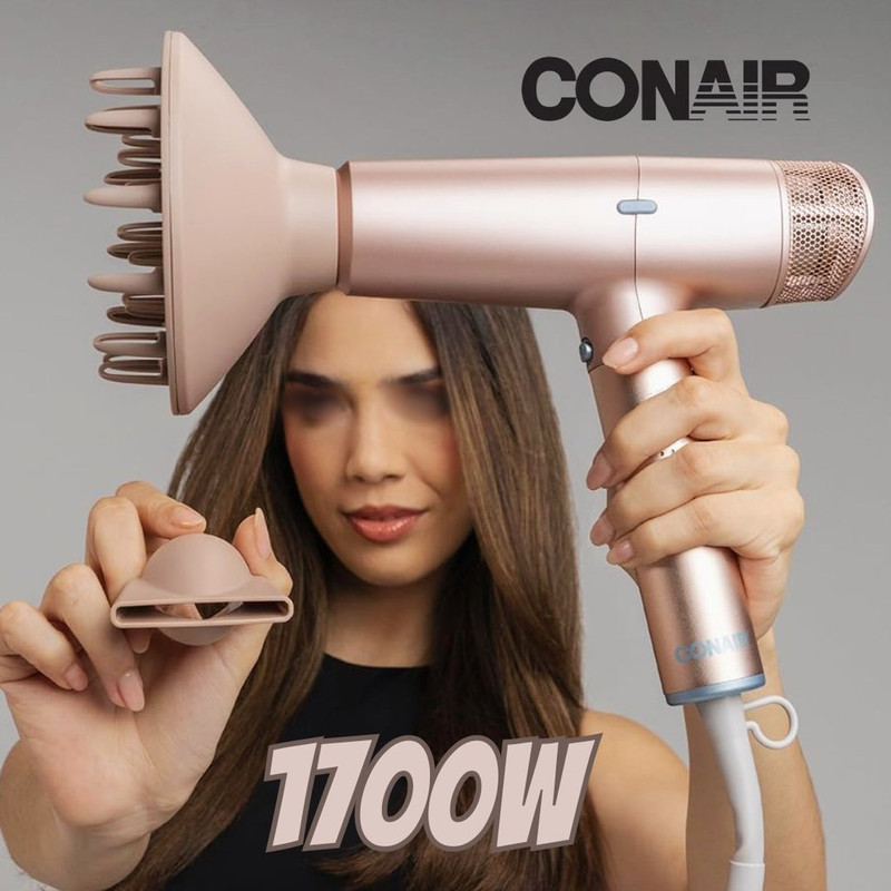 Conair, Secador Digital de Cabelo, Com Difusor, Secador Digital Iônico, 1700W, DIGITALaire, Rosa Conair, Secador Digital de Cabelo, Com Difusor, Secador Digital Iônico, 1700W, DIGITALaire, Rosa